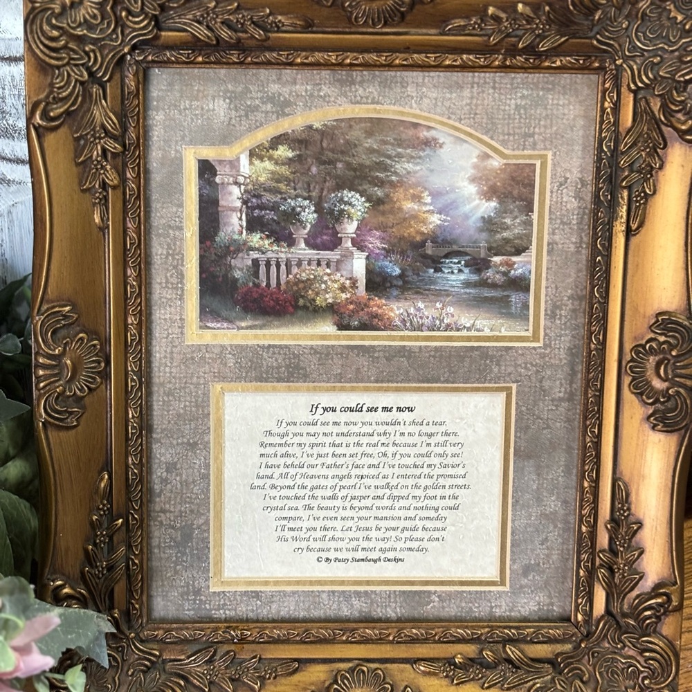 Ornate Gold Christian Framed Art with inspirational Poem